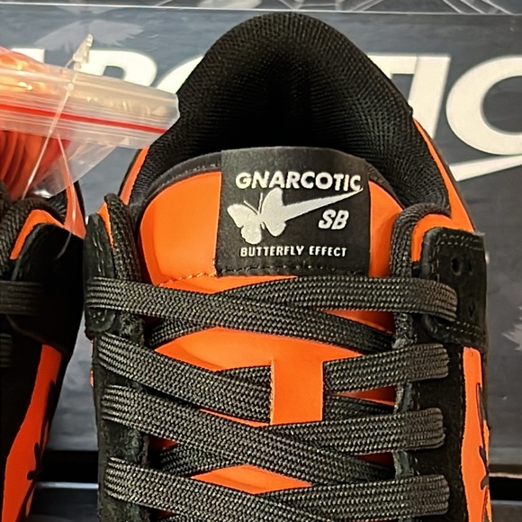 DS GNARCOTIC SB DUNK LOW BUTTERFLY EFFECT BLACK/ORANGE LIL GNAR MONARCH 6 6.5 10 - Picture 3 of 16